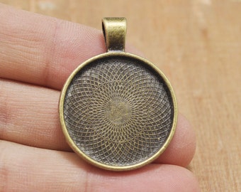 25pcs Bronze Round Pendant Trays - 1inch 25mm Blank Necklace Pendants,Cabochon Tray,Pendant Blanks Supply