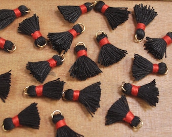 20pcs 15mm Mini Tassels,Black,Short Boho tassels,earring,Small tassels Fringe Trim,DIY Craft Supplies,Jewelry tassels - FH05