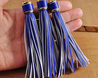 3.93" Lenght Tassels,1-100Pcs Blue Leather Tassel,Keychain Tassel, Bag Keyring,PU Tassel Pendant,Bag Accessory,Jewelry Tassels