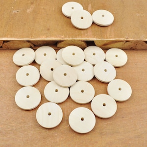 20pcs Flat Round Natural Wooden Beads,Circles Wooden discs beads, Unfinished Round Wood Bead Middle Hole--20mm.