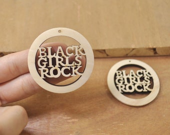 10 DIY Holzohrringe, Schwarz Girls Rock Holzohrringe, Unvollendete Holzohrringe, DIY Runde Holzohrringe, Ohrringe Anhänger, ethnischer Schmuck-49 mm