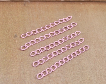 30 / 100pc 50mm Chaîne d’extension de collier rose clair, bracelet en vrac rose clair chaînes étendues, prolongateur de queue pour les bijoux de bricolage faisant des découvertes