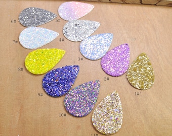 10/20/50pcs Glitter Leather Teardrops For Earrings,Necklaces,11 Color,Leather earring shapes,faux leather Tear Drop Die Cuts.