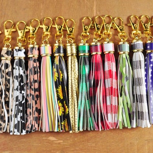 5.9&quot; Large Tassels KeyChain,14 Colors PU Leather Tassels keychain,Tassel Pendants,Gold Cap Handmade Leather Thread Tassel,Keychain tassel