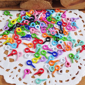 Colored Eye hook Screw,Mixed Color Eye Screw Bails Eye Pins Hooks,200pcs Colorful 4mm Eye Pins connectors,jewelry accessories.
