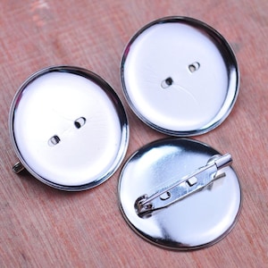 50pc Silver plated metal basic round brooch pin,29mm Round Cameo Cabochon Base Setting Brooch Back With Safety Pin