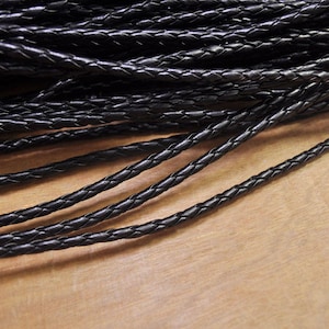 3mm/4mm Braided Leather Cord,10 Yards Black Braided Leather Cord,Faux Leather Cord,Beading String, DIY Necklace Bracelet Cord