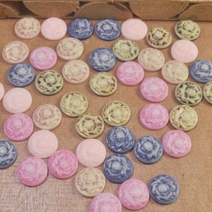 Small Vintage Mixed color Cameos,50/100 Round Flatback Resin Flower Cameo Charm Finding,Phone Decoration Kit,DIY Accessory Jewelry Making