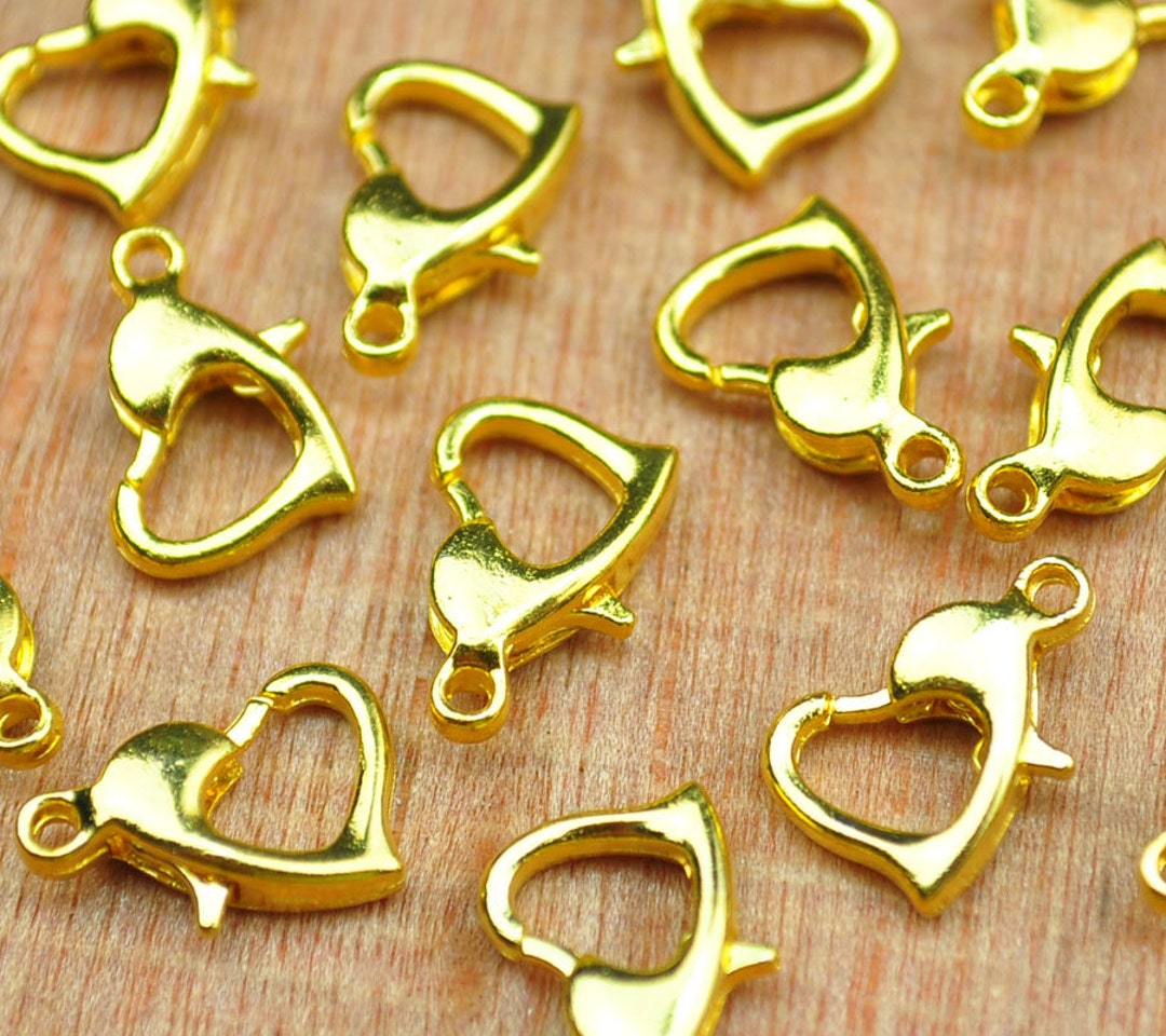 Lobster Clasp,50pcs Gold Plated Heart Shaped Lobster Clasps,lobster