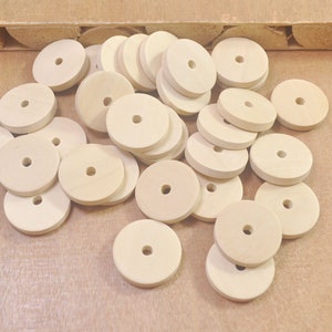 50Pcs Beads,20mm,natural wood discs，Flat Wood Beads Round Beads，Wooden spacer beads