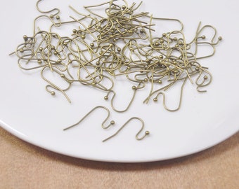 100pcs Bronze Hook Earwire Plated,Ball End Earwires,fishhook earwire,Bronze Ear hook,Earwire Wholesales,Jewellery Findings,2mm ball,21x11mm
