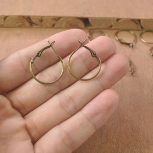 Small Earring Hoops,20/100pcs 20mm Gold/Silver/Bronze Plated metal Earring hoops,Beading Earrings Hoops,wholesale,20mm. image 2