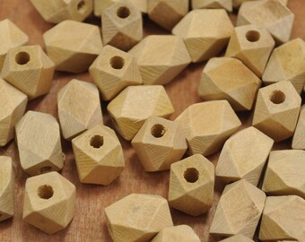 Perline di legno piatte, perline di legno geometriche, 25