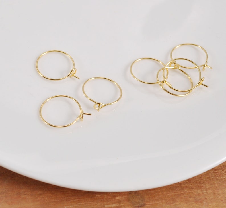 50Pcs 18k Gold Plated Earring Hoops, 15/20/25/30/35/40/45/50mm Circle earrings, Round Earring Hoop ,Earring Wires, Jewelry Making image 3