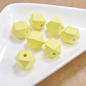 100Pcs Geometric Natural Wood Beads,Light yellow, Polygonal 20mm Hand painted Beads, hexagon wooden beads,jewelry wood bead supply - FF3826
