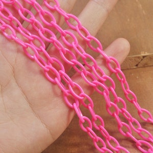 5Pcs Bright Pink plastic chain,20 inch, acrylic chain with oval links,Acrylic Chain for DIY Necklaces,Jewelry, Mask necklace，Eyeglass Chain