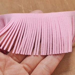 1 yard Pink Faux suede fringe,fringed trim in White faux suede, 48mm wide fringed trim for bags,Fringe Tassel pendant,accessories