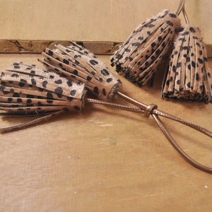 Tassels for Bag,2Pcs Faux Leather Tassel,for keyclasps,Leopard Print tassel,hair on tassels,Handmade Tassel,thick tassel-60mm