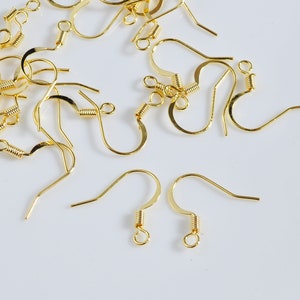 10-500Pcs 18K Fils d’oreille en or, hypoallergénique, crochets d’oreille, résultats de boucles d’oreilles, composants de boucles d’oreilles, hameçon plat français, accessoires de boucles d’oreilles
