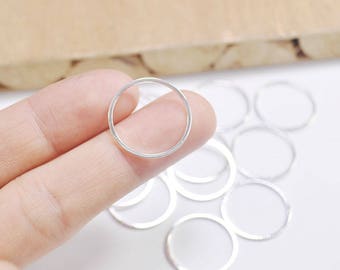 Anneaux de cercle plaqué argent 20mm 50pcs, ronde en laiton coupe Tube cercles fournitures, connecteurs en cercle, cercles simples, en laiton massif Rings,(FF3688)