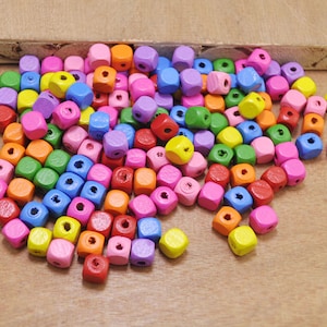 100pcs Square wooden beads,Colorful wood bead,cube beads,Cubic Wooden Beads,DIY Crafts,8x8mm