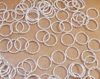 Open Jumpring,15mm Twisted Silver Jump Rings,Round Silver Findings, Silver Supplies, Link, Ring, Loop Silver Plated - 100pcs