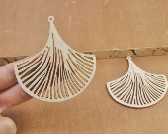 10pcs Fan Dangle Wooden Pendant -Wood Fan Earrings-  Wood Jewelry -Natural Wooden Necklace Pendant,Wooden Jewelry,72x68mm