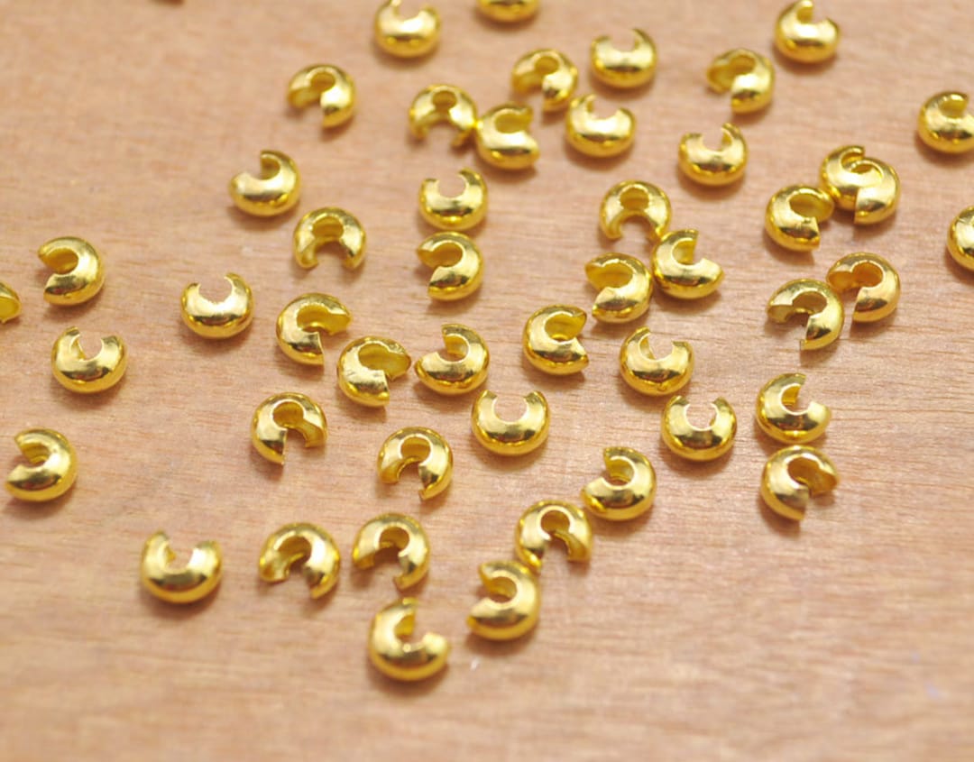 200 Pcs Gold Plated Crimp Covers 5mm Crimp Bead Covers,jewelry Findings. Etsy