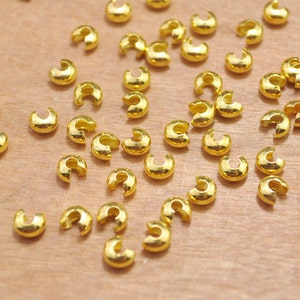 200 stuks Gold Plated Crimp Covers 5mm Crimp kraal Covers, Sieraden bevindingen.