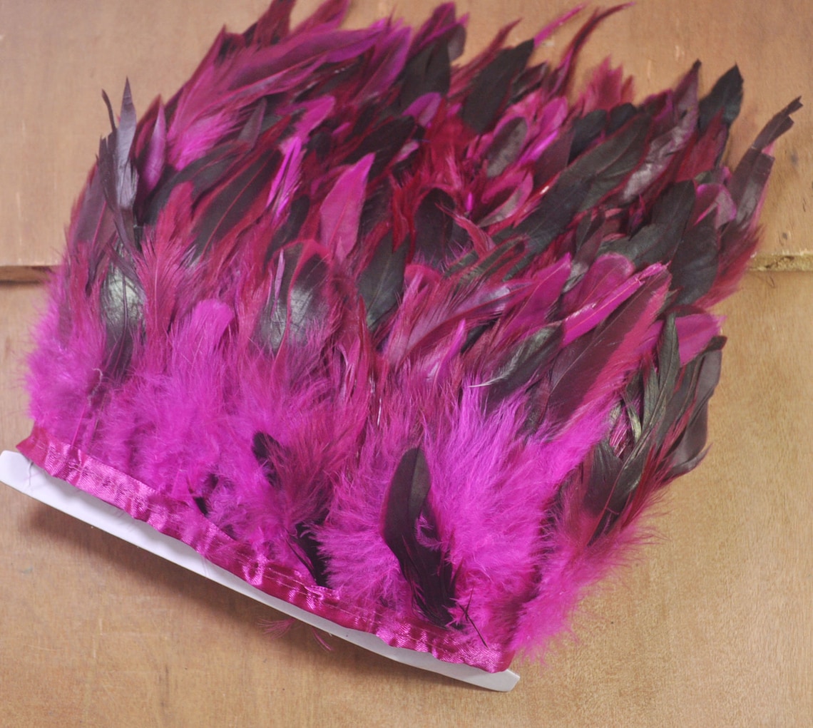 Hot Pink Feather Trim Rooster Feather Fringe Trimsfeather Etsy