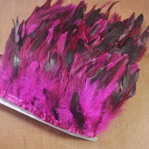 Hot Pink Feather Trim - Rooster Feather Fringe Trims,Feather Fringe Craft Trim Sewing Costume Millinery Collar Jewellery,10-15CM