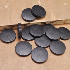 10pcs 25mm Flat Round Wood Bead Pendants,painted wooden bead,round wood discs,Black wooden beads,DIY necklace Charm