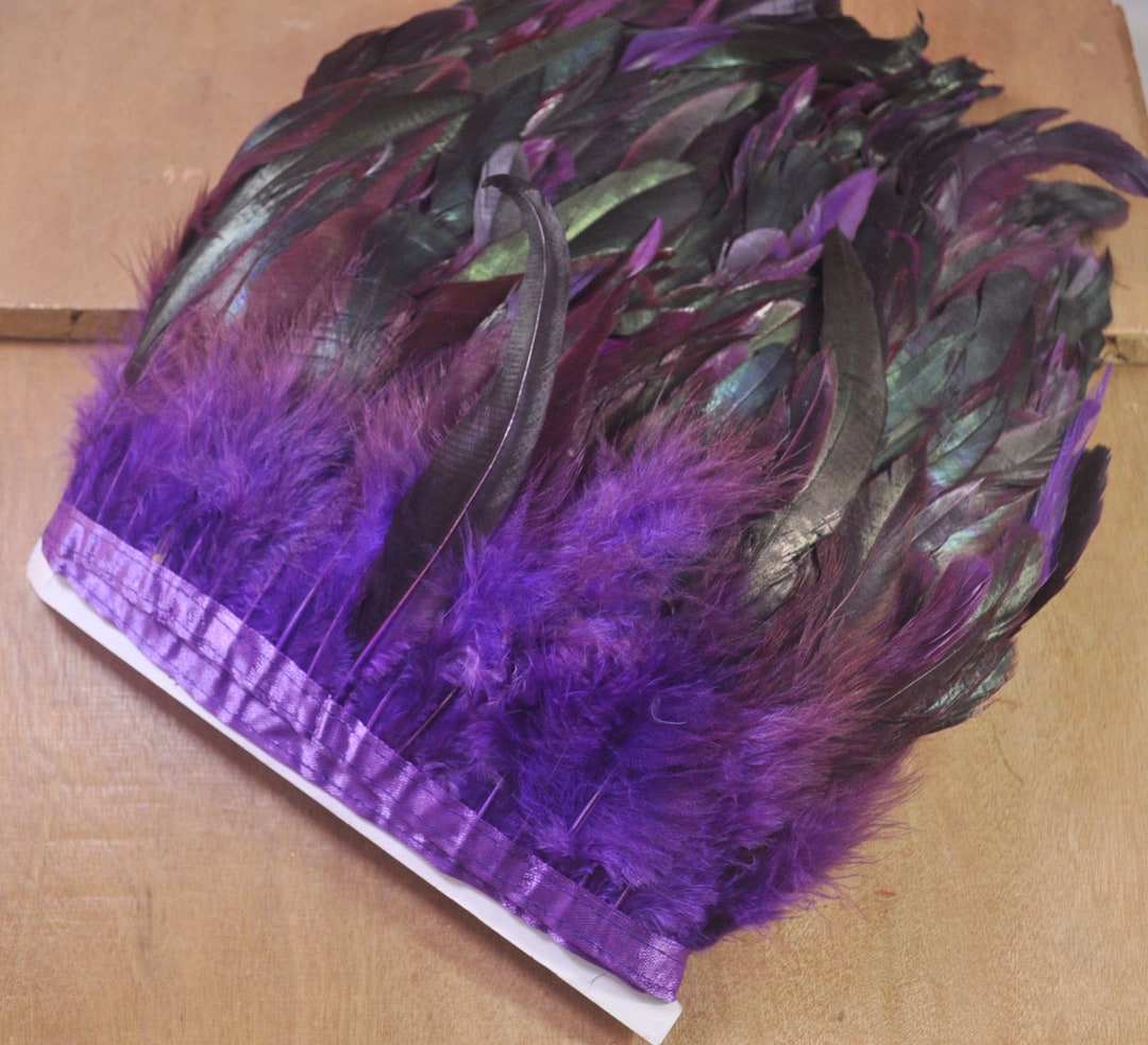 Purple Feather Trim Rooster Feather Fringe Trims,feather Fringe Craft