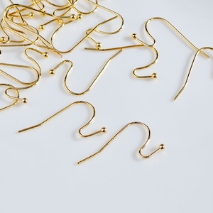 50,100,150,200pcs Gold Earring Hooks, Earwires Fish Hook Jewellery