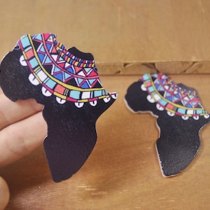 6 unids DIY pendientes de madera, pendientes de madera africana, pendientes de mapa africano, pendientes de madera de mapa de Africa, pendientes grandes, joyería étnica-78x61mm-FF462 #
