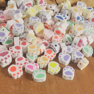 40/100Pcs 9mm Small Paws shape beads,Mixed Colors Dog Paws polymer clay,Paws Polymer Clay Beads, bead for bracelet necklace charm