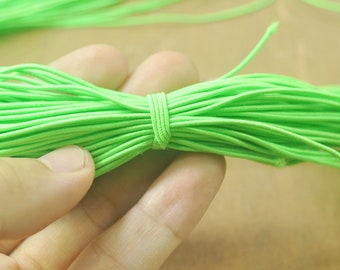 50/100yards Neon Green Elastic Cord,1mm Nylon Coated Round Elastic Cord Stretch Beading Mala String,Stretch Drawstring,Stretch Cord