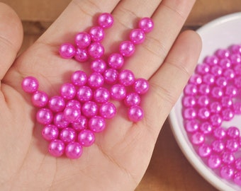 100 - 500Pcs Rose Red plastic beads，ABS Imitation Pearl Beads ,8MM Round Plastic Acrylic Spacer Bead for DIY Jewelry Making Findings,30#