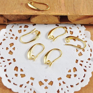 10-100Pcs Crochets de boucles d’oreilles, Fils de boucles d’oreilles, 18K Fils d’oreille en or Boucles d’oreilles en or, Hameçons à Français Boucles d’oreilles, Découvertes d’oreilles en cuivre doré, 19mm