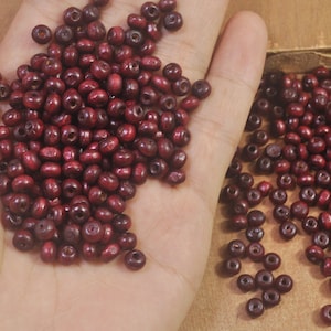 4x5mm 200pcs small Round Wooden Beads.Wine red wood beads.Natural Wood beads,beads craft,round beads for earrings,bracelet,necklace.