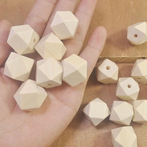 Geometric Wooden Beads  - 20mm - Pack of 30Pcs ,Wooden Beads, Unfinish Wooden Beads, Natural Wooden Beads for jewellry