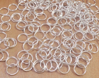 Double Jump Rings, Silver/Gold tone Split Rings 200Pcs 10mm Silver Split Jump Rings, Metal Clasp Connector,Keyring Hook Loop Leather Craft