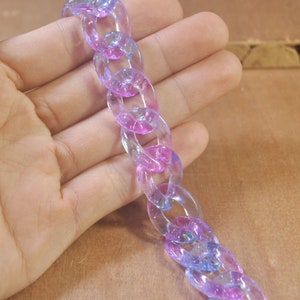 Two color transparent Plastic Chain,27.5“ Chunky chain links,Plastic Open chain link,Curb chain link,Acrylic Chains for Jewelry Making Chain