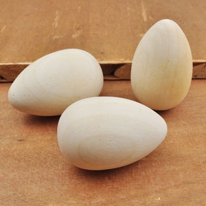 Huevo, huevos de madera sin terminar en blanco sin pintar, huevo de gallina, huevo de gallina de madera, huevo de Pascua diy, huevos de madera para proyectos artesanales, juego de bricolaje natural de 5 piezas