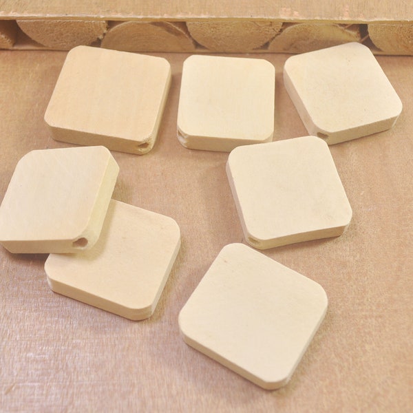 50Pcs Square Natural Wood Bead,Flat Square Wood Beads,Rhombus Wood Bead,wooden beads Pendant Earring,Wholesale，27x28mm