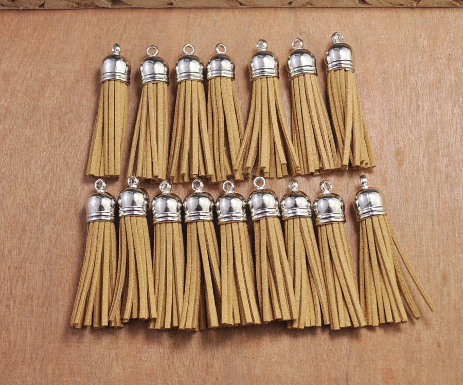 200 Pieces Keychain Tassels Faux Suede Leather Tassel Pendants