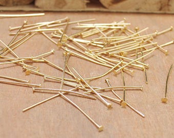 gouden platte pennen, 200 stuks vergulde metalen pennen, sieraden bevindingen, handgemaakte sieradenbenodigdheden--26 mm
