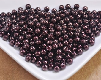 100pcs 8mm Plastic beads, Deep coffee beads, faux pearl, round ball beads, jewelry beads necklace/bracelet beads