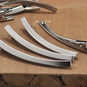 Hair Clips--50pcs of Curved Alligator Hair Clips,Nickel Color white k Alligator Hair Clips with teeth(High quality)--80x6mm.