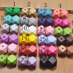 Geometric Figure Wooden Beads,100pcs 23 Color Geometric Faceted Cube Wooden Beads,Wood bead Necklace/keychains for Crafts Jewelry--20mm.